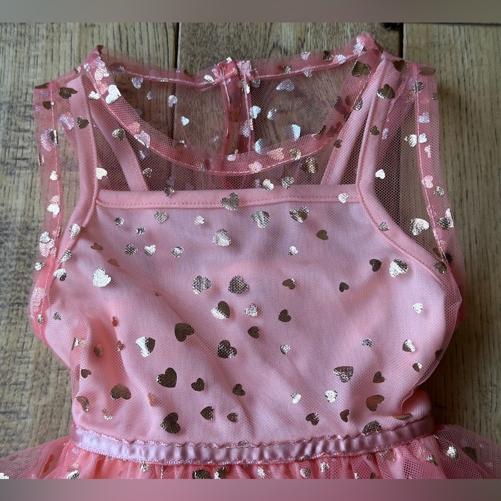 Nanette Lepore Girls Pink Tulle Metallic Gold Stars Dress size 4 - Picture 6 of 11